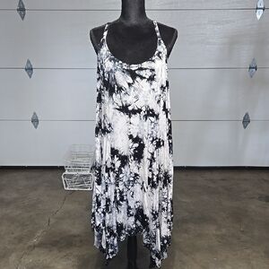 Black and White Tie-Dye Women's Dress